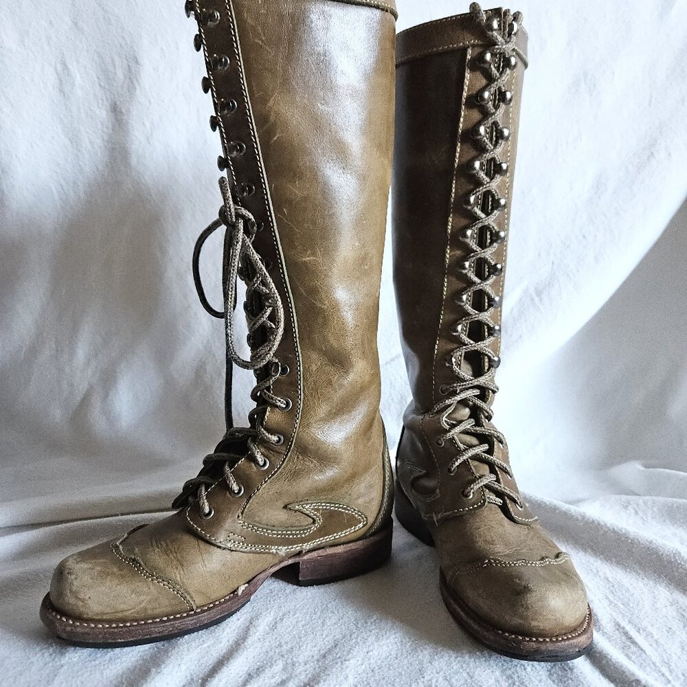 FLUEVOG SIZE 7 TALL LACE-UP BOOTS